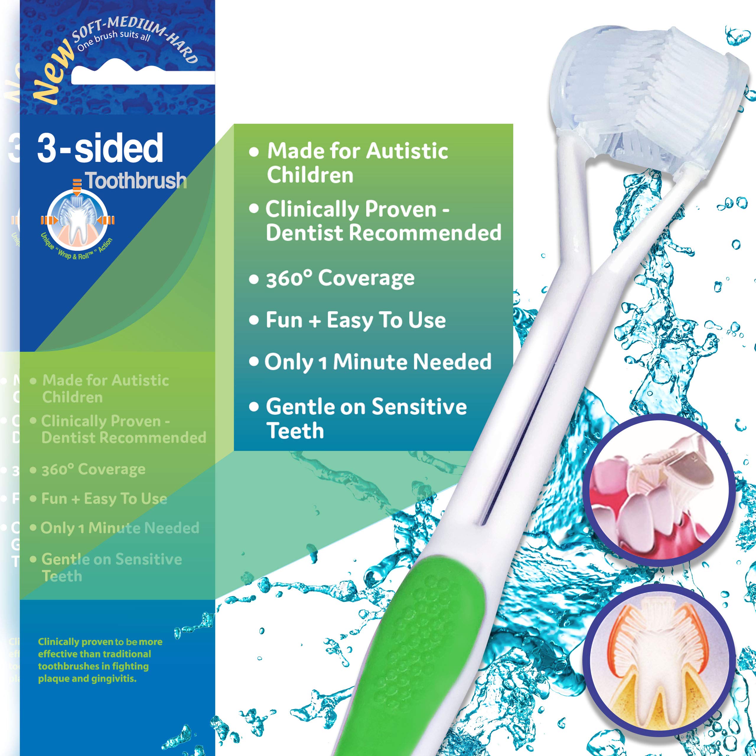 3-Sided Sensory Toothbrush — Easy Brushing for Kids