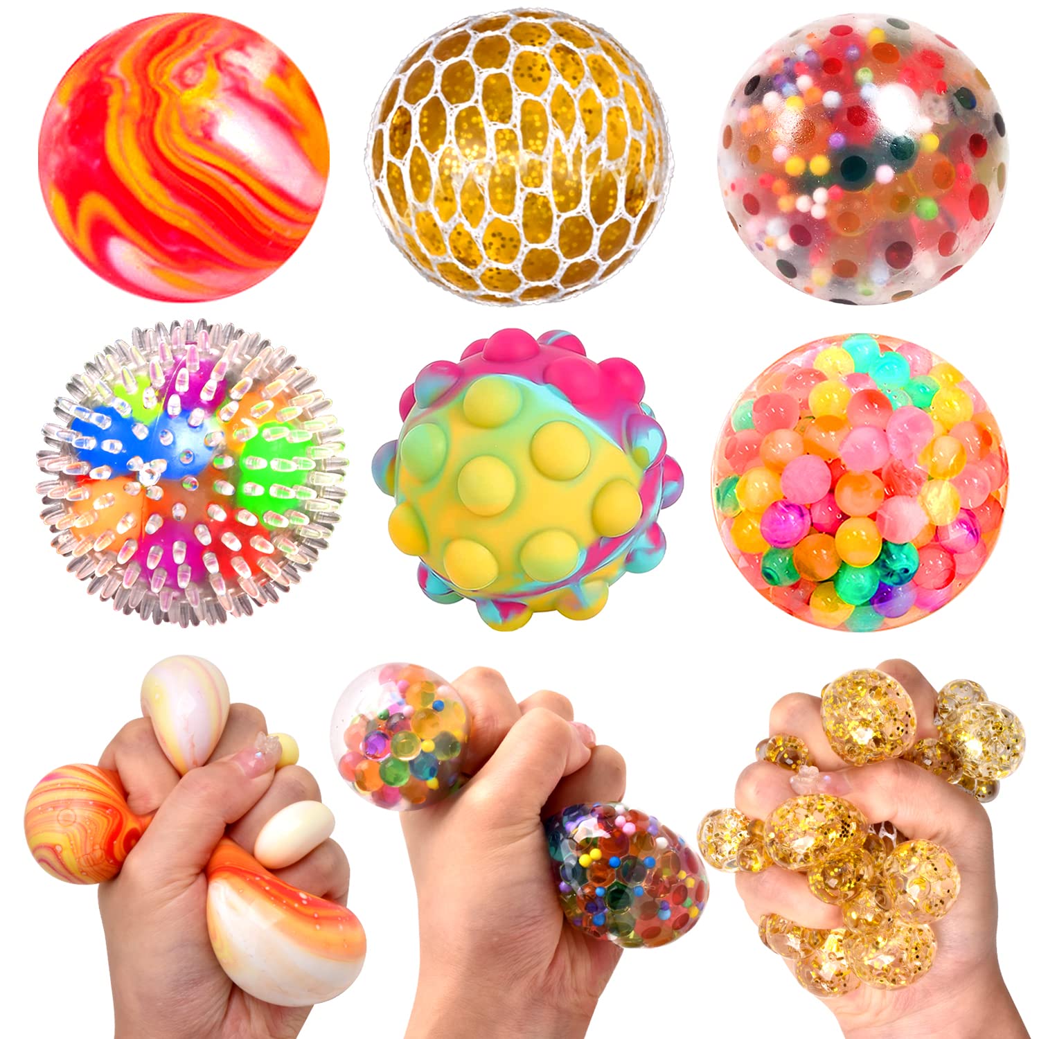 Squishy Stress Balls — 6-Pack Calming Squeeze Set